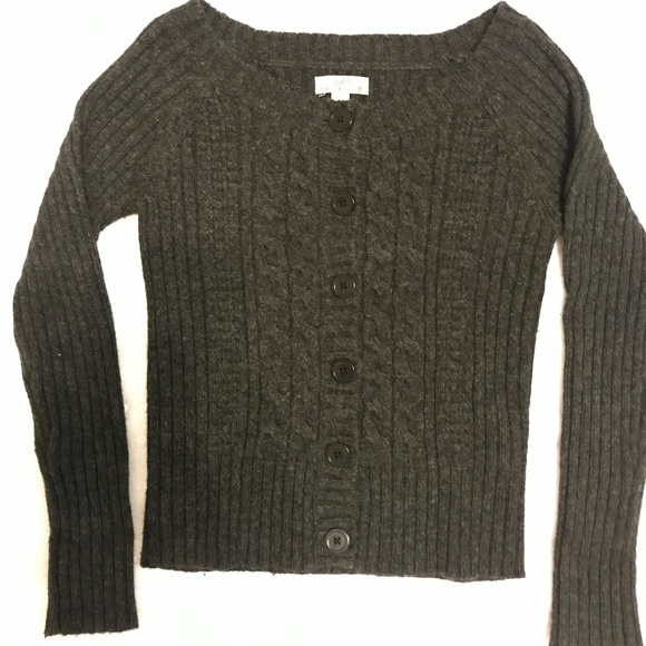 Wool blend Gray Cable Cardigan - Picture 3 of 8